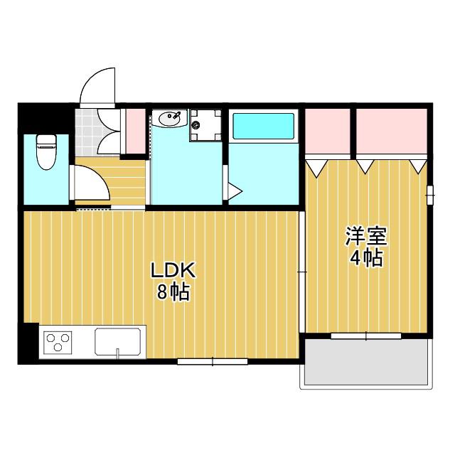 ジョイフルハウス豊中(1LDK/2階)の間取り写真