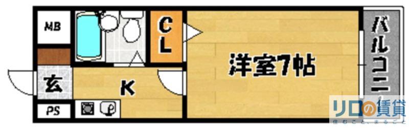 ノルデンハイム豊新(1K/3階)の間取り写真