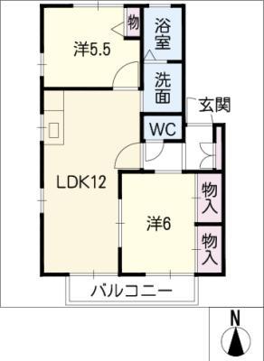 MAST TOWN細口 C棟(2LDK/1階)の間取り写真