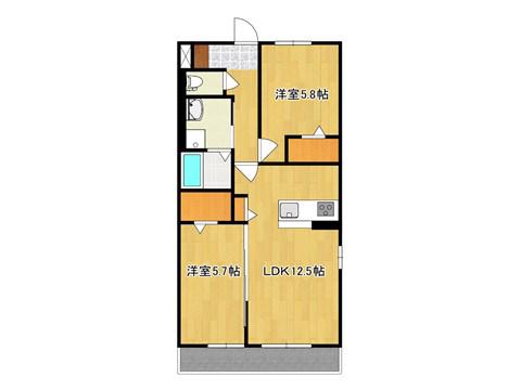 サウス・SIDE (2LDK/1階)の間取り写真