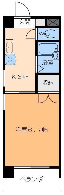 エクシード緑町(1K/3階)の間取り写真
