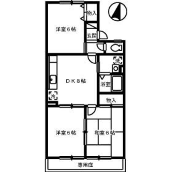 セジュール浅田(3DK/1階)の間取り写真