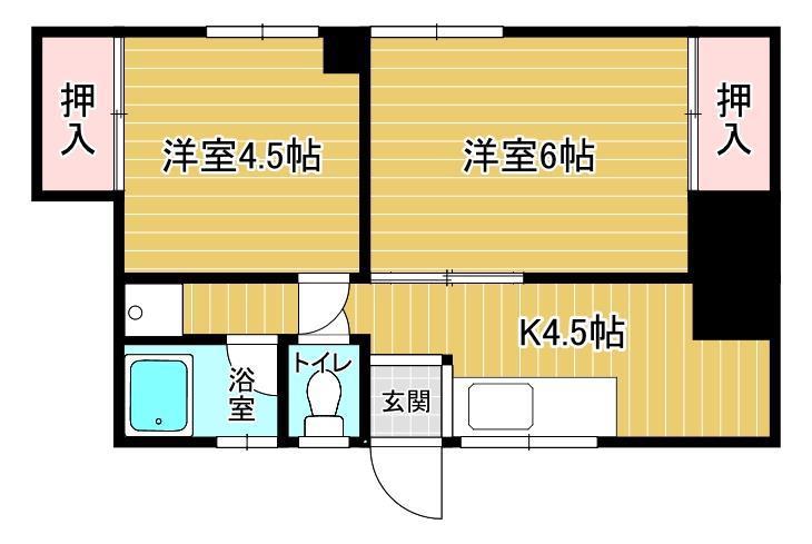 二神ビル(2K/2階)の間取り写真