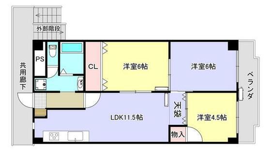 第2大原マンション(3LDK/2階)の間取り写真