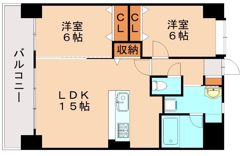 プレジール(2LDK/6階)の間取り写真