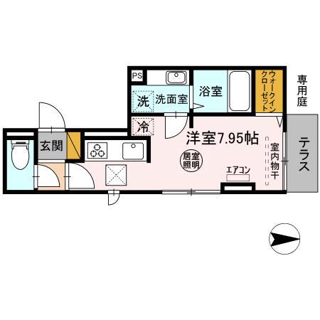 アセットさち(ワンルーム/1階)の間取り写真
