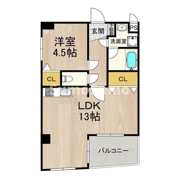 フェルザ今宮戎(1LDK/7階)の間取り写真