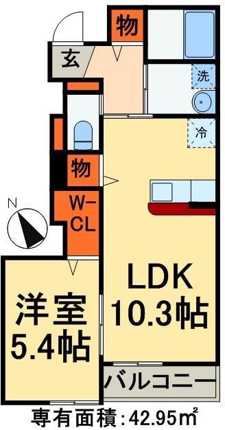 フローリッシュI(1LDK/1階)の間取り写真