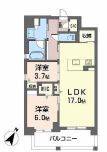 ALBLANC KYOMACHIBORI(2LDK/8階)の間取り写真