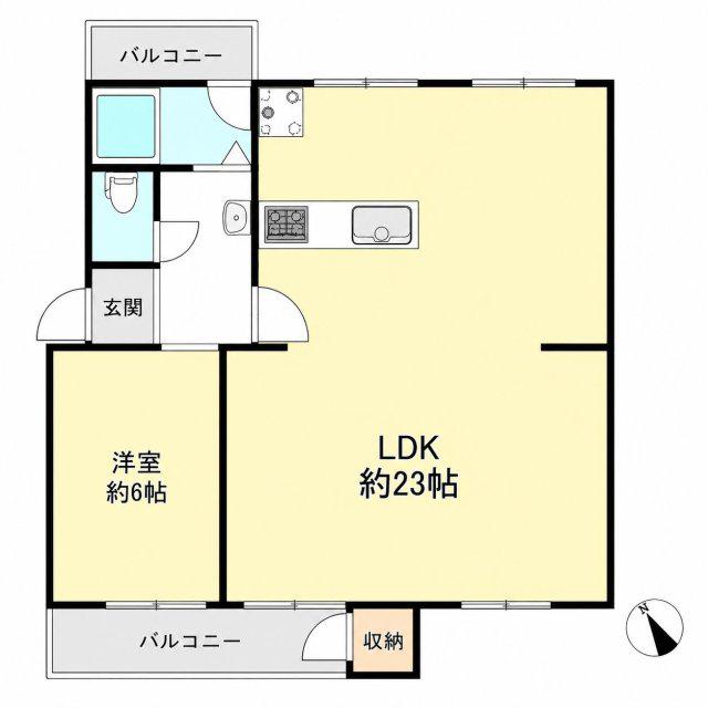 狩口台 26号棟(1LDK/3階)の間取り写真