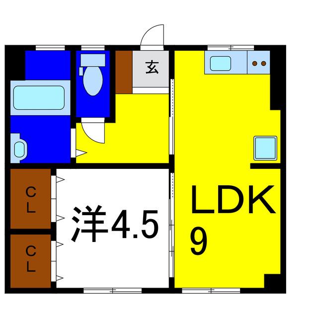 新浜マンション(1LDK/1階)の間取り写真