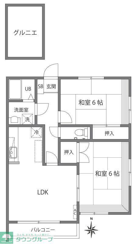 カーサN&T(2LDK/2階)の間取り写真