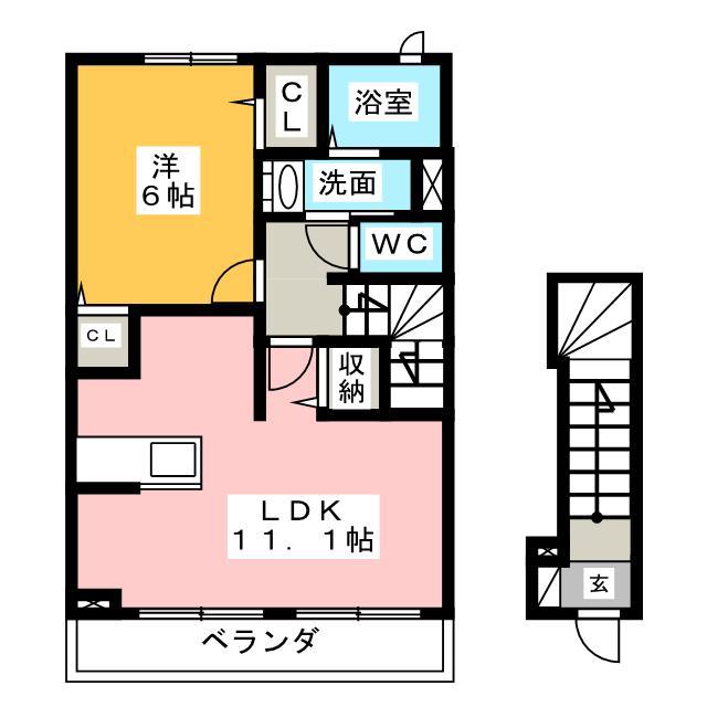 クレマチス C棟(1LDK/2階)の間取り写真