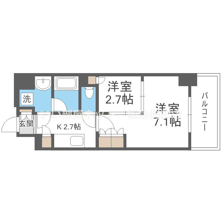 ウエリスアーバン守口(2K/7階)の間取り写真