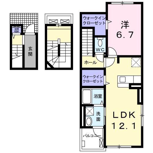 プロムナ-ドフラン(1LDK/3階)の間取り写真