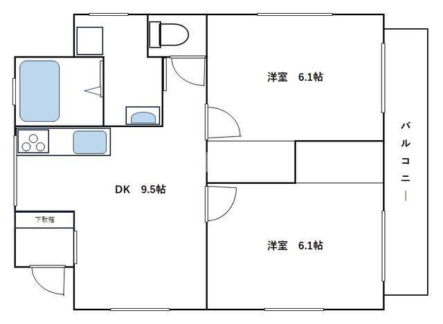 相鉄いずみ野線 いずみ野駅 徒歩11分 2階建 築62年(2DK/2階)の間取り写真