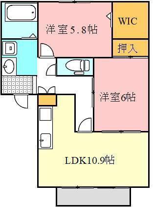 フォブール幸(2LDK/3階)の間取り写真