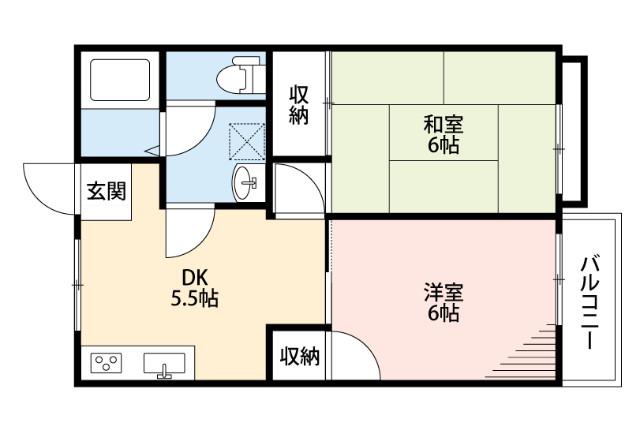 エール五月が丘南(2DK/2階)の間取り写真