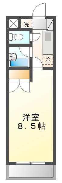 レジデンスKIII(1K/1階)の間取り写真