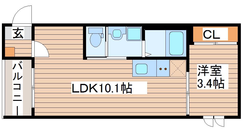 グロウランス宮城野(1LDK/2階)の間取り写真
