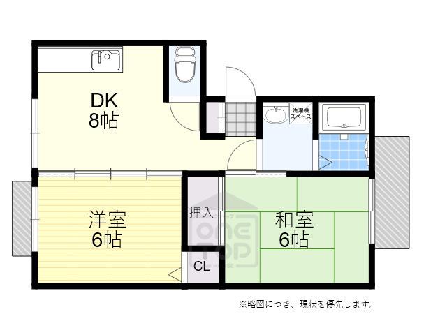 ル・レーヴ弐番館(2DK/2階)の間取り写真