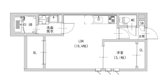 プルーム中原東(1LDK/3階)の間取り写真
