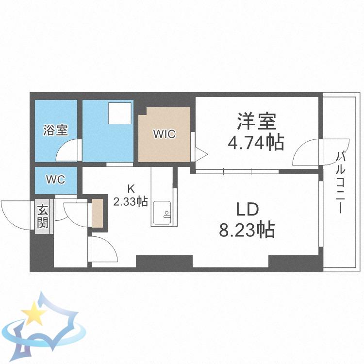 S-RESIDENCE近代美術館前(1LDK/6階)の間取り写真