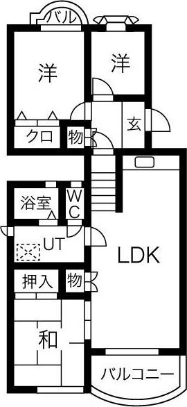 ヴィラ若葉台(3LDK/1階)の間取り写真