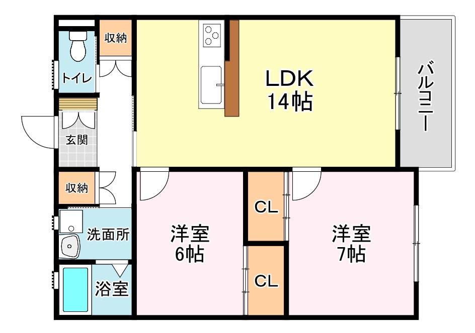 草津OMパレス(2LDK/2階)の間取り写真