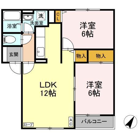 エスポワール(2LDK/1階)の間取り写真