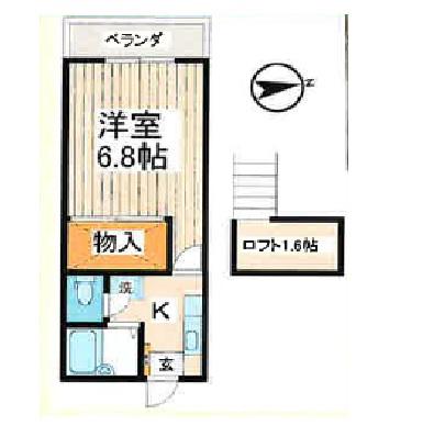 プレーンハイツ宮町(1K/1階)の間取り写真