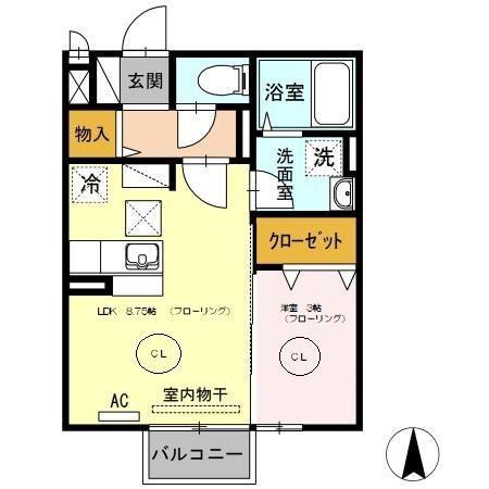ビリジャン(1LDK/1階)の間取り写真