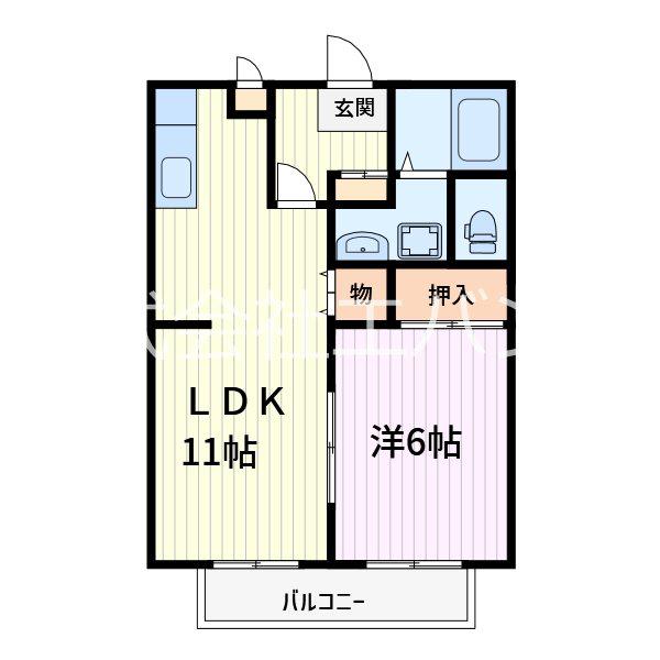 メゾン・ド・ソレイユC棟(1LDK/1階)の間取り写真