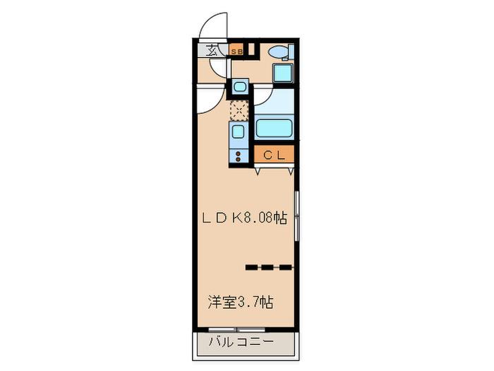 BRANCHE高宮(1LDK/4階)の間取り写真