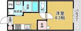 千葉・住吉(1K/6階)の間取り写真