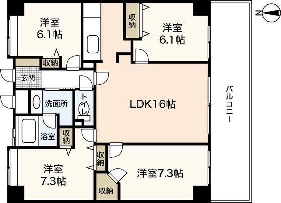 サウスヒルズACITYI(4LDK/4階)の間取り写真