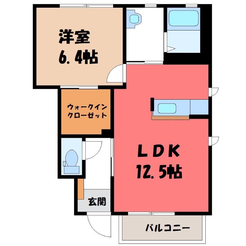 メゾン・ヴェールII(1LDK/1階)の間取り写真