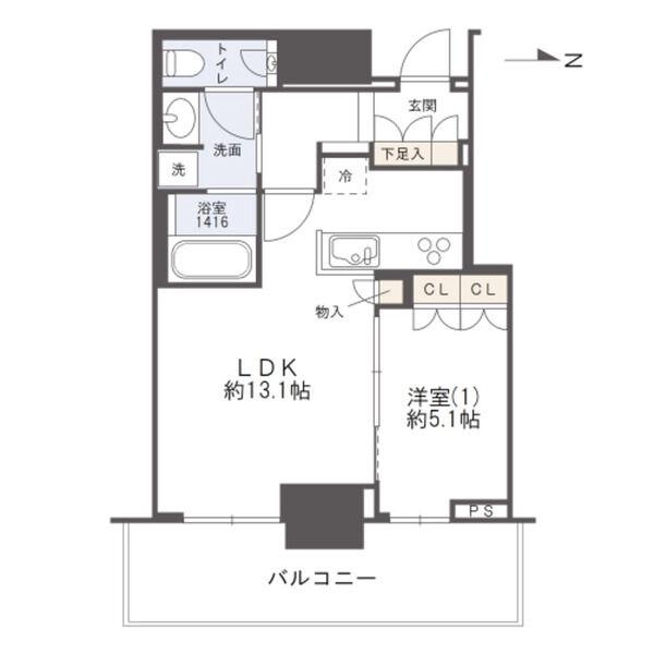 グランドメゾン新梅田タワー THE CLUB RESIDENCE(1LDK/4階)の間取り写真