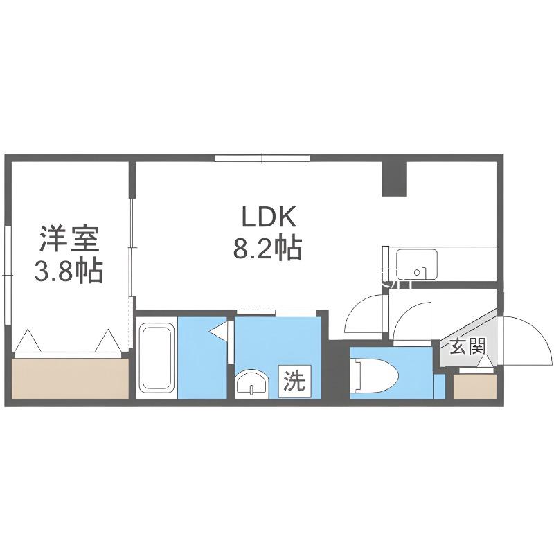 メニーズコート元町西(1LDK/4階)の間取り写真