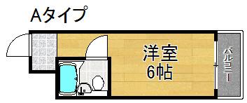 アパートメント泉佐野(ワンルーム/4階)の間取り写真