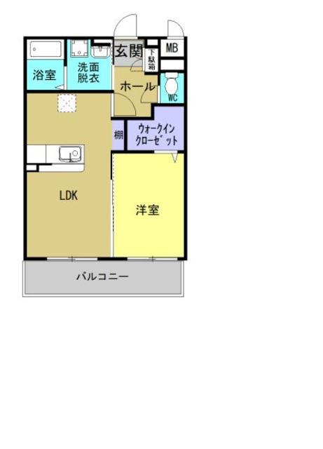 クオーレ日岡(1LDK/3階)の間取り写真