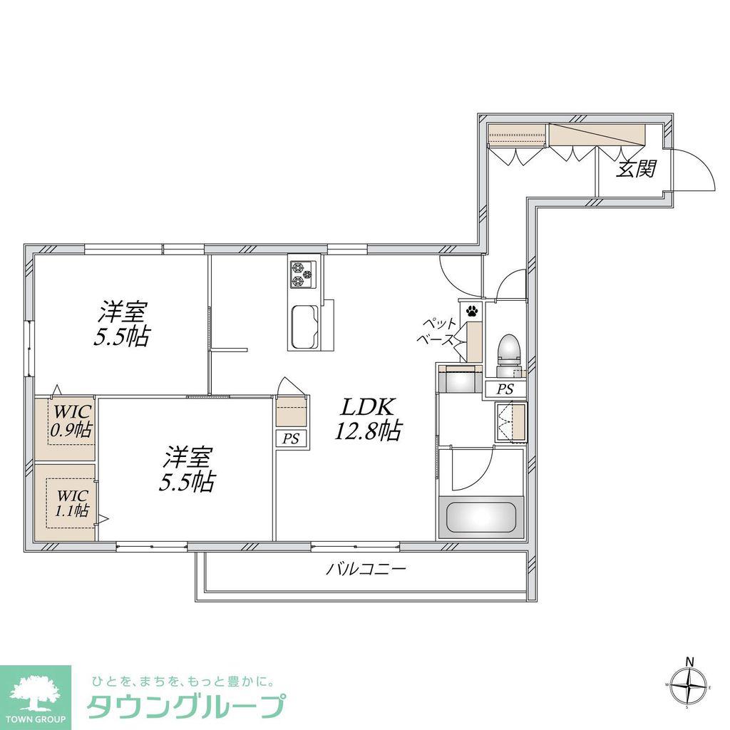 千代ケ丘9丁目メゾン(2LDK/2階)の間取り写真