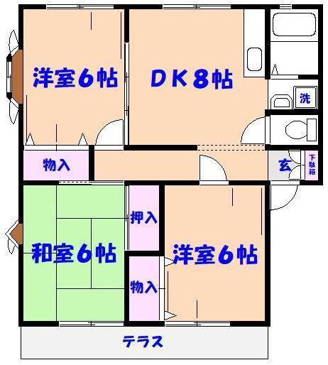 サンクレール・N(3DK/1階)の間取り写真