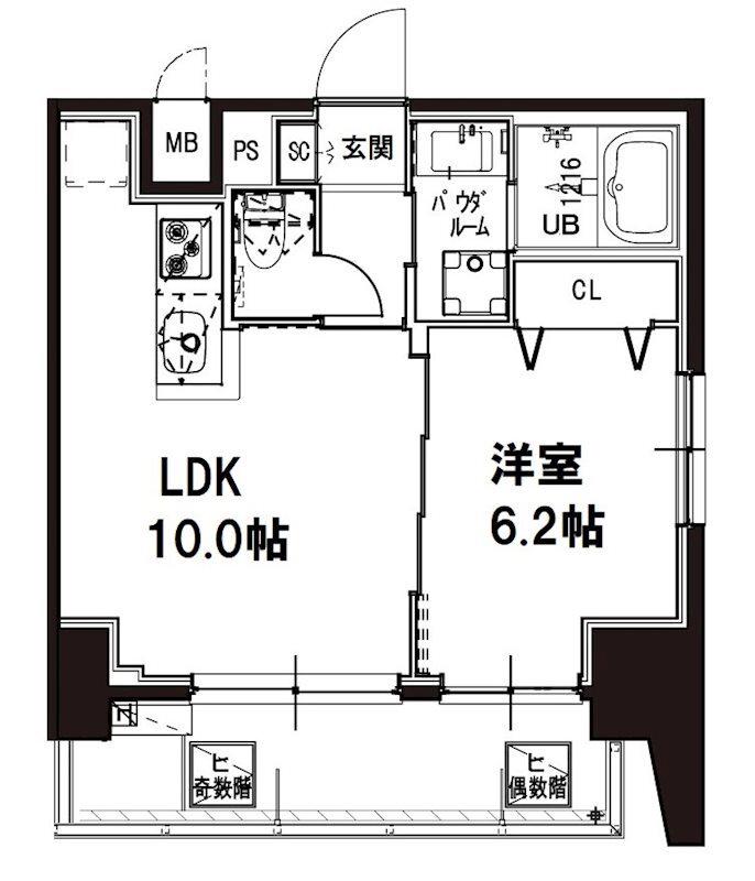 メゾンドアーク南大井(1LDK/7階)の間取り写真