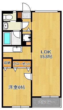 サンフラワー姪浜(1LDK/1階)の間取り写真