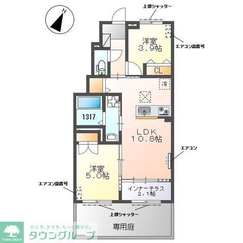草加市青柳6丁目アパート工事(2LDK/1階)の間取り写真