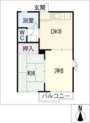 スカイハイツA・B(2DK/1階)の間取り写真