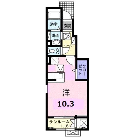 ヴィラージュ ルリ 長泉町(1K/1階)の間取り写真