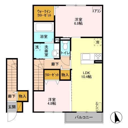 フルール(2LDK/2階)の間取り写真