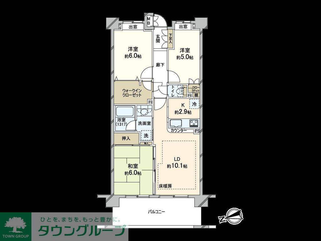 クレストフォルム東京アヴァンセ(3LDK/11階)の間取り写真